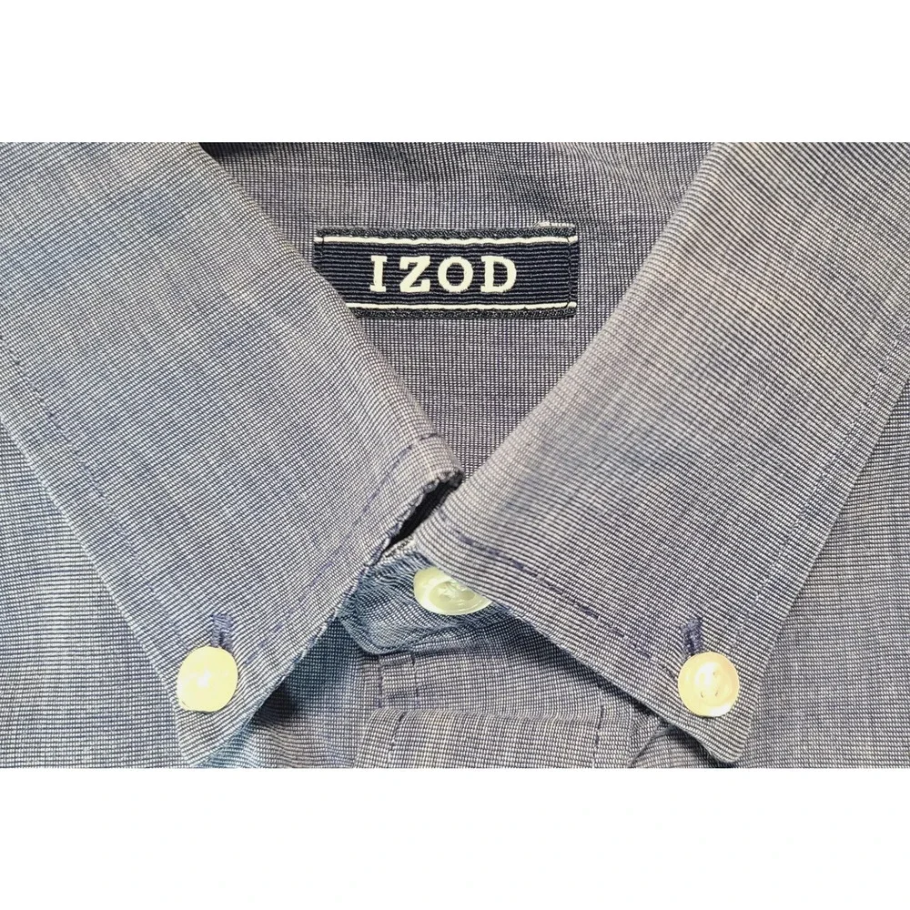 Izod Men's Blue Long Sleeve 100% Cotton Shirt Size Large